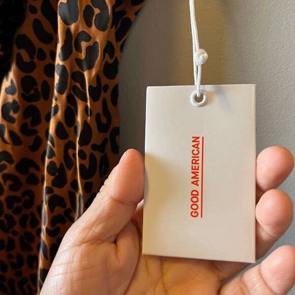 Good American Women's Leopard Slip Dress Chai Leopard Size 4 (XL) New - Picture 8 of 8